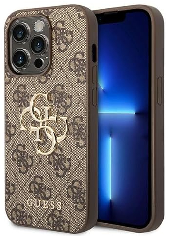 Guess GUHCP15L4GMGBR Hülle für iPhone 15 Pro 6.1 braun hardcase 4G Big Metal Logo