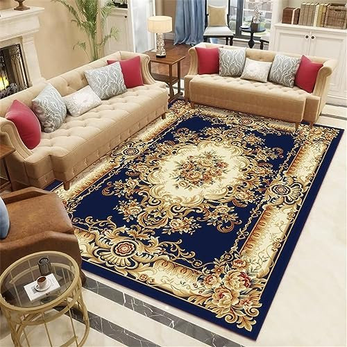 Teppich Für Schlafzimmer Teppich Wohnzimmer Teppich Wohnzimmer Dunkelblau Vintage Geometrisches Muster Teppich Schlafzimmer Langlebig 40X60Cm Area Rugs Blau