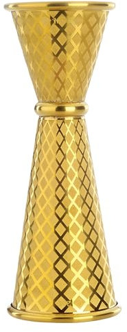 Barfly 1 x 2 oz. Diamond Lattice Etch Japanese Style Jigger, Gold Plated