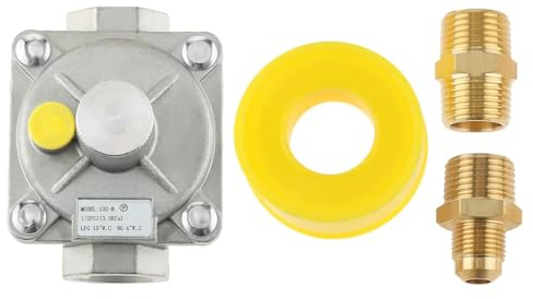 gohantee 1,27 cm Gasdruckregler, Erdgas und Flüssiggaswechseldruckregler mit 2 Messing-NPT-Umwandlungsadapter für NG/LPG-Anwendungen