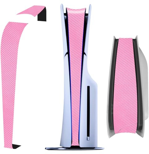 pour PS5 Slim Console Middle Skin, (2023) PS5 Slim Disc/Digital Edition Universal Host Middle Strip, Console Center Part Protection Strip Film Sticker Résistant aux Rayures (Rose)
