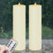 Zevanor 10CM x 35CM Flameless Waterproof Remote LED Candles, Timer Battery Operated Flickering Large Plastic Ivory Outdoor Candles (Long Lasting 420 Hours, Pack of 2)