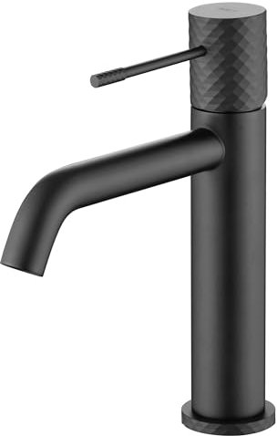 MICE - Grifo monomando para lavabo con tecnología Apertura en Frio para ahorrar energia - hecho de latón - Monomando de lavabo - Griferia de Baño para agua fria y caliente Negro Mate - BDG053-1NG