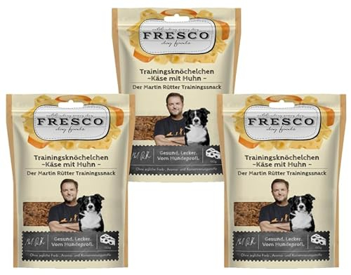 Fresco Martin Rütter Trainingsknöchelchen | Natürlicher Proteinsnack aus Käse und Huhn 3X 150g | Leckerer Snack für Hunde | Hundeleckerli | Echtfleischprodukt | Gesund und natürlich