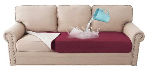 Gluhbirnen Sofaschutz Hund, Sofabezug Wasserdicht, Sofadecken für Sitzfläche, Sofa Überzug Wasserdicht, Sofaüberwurf, Geeignet für Kinder, Haustiere, Hunde, Katzen, Burgund, 208 * 88CM