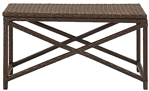 Homgoday Gartenbank Sitzbank Holzbank Balkonbank Terrassenbank Parkbank Bnak Ruhebank ohne Armlehnen & Rückenlehne für Garten Terrasse Balkon 80 cm Poly Rattan Braun