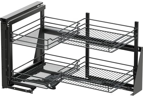 Vauth-Sagel VS Cor Fold Eckschrank Auszug links Classic - Set für Küchenunterschränke mit KB 900mm - Korbablage aus Stahldraht, Stahl pulverbeschichtet lava