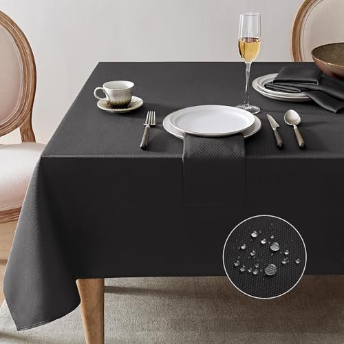 Softalker Tischdecke Outdoor Abwaschbar 140x240 cm Rechteckig Jacquard-Geometrischem Tischdecken Wasserabweisend Tischtuch Fleckschutz Table Cloth Grau für Draußen Garten Party Geburtstag Camping