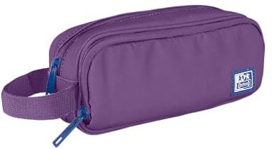 Oxford B-Smart, Estuche Escolar 3 Compartimentos, Goma Elástica, Material Reciclado RPET, Color Lila