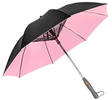 Umbrella with Built-In Fan, Umbrella with Fan and Mist, Cooling Umbrella | Travel Umbrella with Personal Cooling Fan for Walking,, Pink, Modèle rechargeable