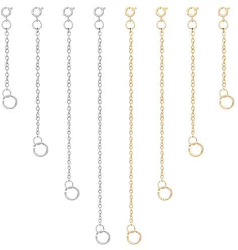 8PCS Gold Silver Necklace Extender Bracelet Extender Gold Anklet Extender Choker Extender Lobster Clasp Extender Silver and Gold Plated Necklace Extender Chain Set for Necklace Bracelet (2 3 4 5 Inch)