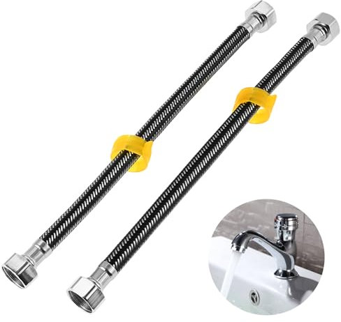 DRELD 2 Stück Flex Schlauch Armatur, Edelstahl Anschlussschlauch G1/2 x G1/2, Panzerschlauch Wasserhahn, Dusche Umflechtung Flexschlauch für Wasserhahn Mischbatterie (30CM)