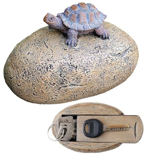 Memeyou Soporte de llave falsa para decoración de llaves de roca para exteriores, patio, jardín, exterior, diseño de gran tamaño para ocultar una casa, caja de repuesto para llave de tortuga