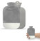 Small Hot Water Bottle with Removable Cover, Washable Bottle Cover - Miniature Hot Water Bag for Warm and Comfortable (Gray, 500ML)