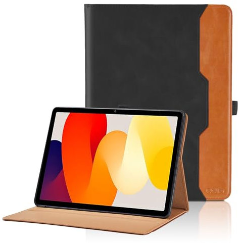 Funda para Xiaomi Redmi Pad SE 11 Pulgadas 2023 PU Cuero Flip Carcasa con Bolsillo y Soporte para bolígrafo Múltiple Ángulo Soporte Cubierta con Auto Activación/Reposo, Negro