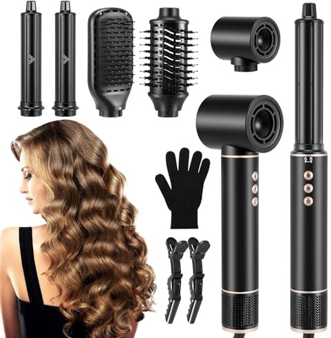 1400W 5 in 1 Hair Air Styler with Auto Curling Wands,Magic Air Styler with 320 Millions Negative Ionic,High-Speed Hair Dryer Brush,Hair Dryer Curler,Volumizer,Round Brush,Air stylers for All Hair Type