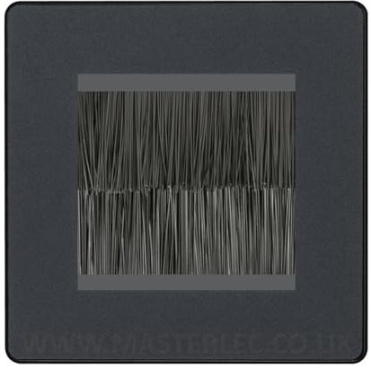 BG Evolve Matt Grey Single 2 Gang Brush Cable Entry Wall Plate Black Insert Square