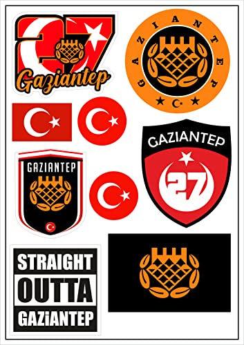 Daged Türkei Gaziantep Aufkleber Karte 9 Stück - PKW Auto Motorrad Biker Flagge Fahne Vinyl ST