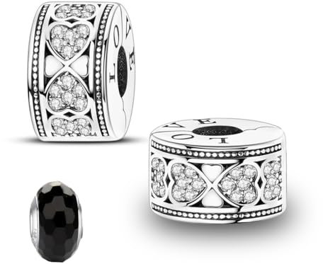 LNQOBU Clip/Stopper Beads Charms for Bracelets & Necklaces 925 Sterling Silver for Pandora Snake Chain Bracelets Jewelry Gift for Women