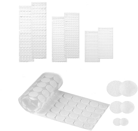 Yeenano Klettpunkte Selbstklebend 10mm/15mm/20mm,400 Stück Runde Klettverschluss,Doppelseitig Klebende Klettband,Klett Klebepunkte für DIY Handwerk,Schule Weihnachtskarten Klettmappen Weiß