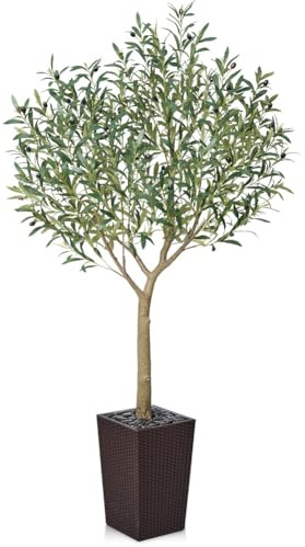 VeriNatural Olivo Artificiale 180 cm Piante Finte da Interno ed Esterno - Pianta Artificiale Grande con Vaso Marrone, UV Resistente - Decorazioni per Casa, Ufficio, Giardino, Eventi, VN156