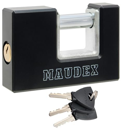 Maudex® RZB75 Candado de seguridad para contenedores con 3 llaves - resistente a cortes de 10 mm - Protector contra la intemperie ABS | Candado puerta exterior para contenedores,