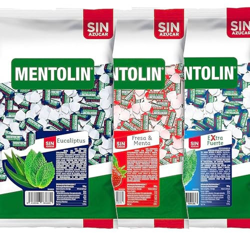 MENTOLIN PACK 3 Kg caramelos sin azúcar para la tos Eucaliptus & Fresa Menta & Extra Fuerte