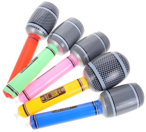 Toyvian Parties Inflatable Microphones: 5pcs Blow up Fake Microphone Simulation Props for Stage Sing, Birthday Parties, Random Color
