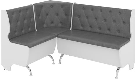 Rodnik Eckbank Admiral, Sitzbank, Kunstleder Polsterung, mit Staufächern (weiß-grau)