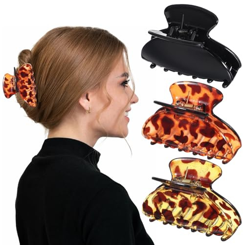 3 Stück Haarklammer Groß, Große Haarklammer Dickes Haar Acetat für Feste, Haarklauenclips zur Dekoration, Starke Haltbarkeit, Ideal für Dickes Haar, Elegante Frisuren