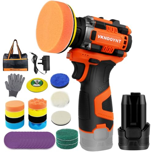 Brushless Cordless Polisher, 3 Mini Buffer & Sander Machine Kit, 2 Variable Speed Small Sander (0-500/0-3000 RPM), 3.0Ah Battery, 31 Accessories for Car Detailing/Buffing/Sanding/Waxing