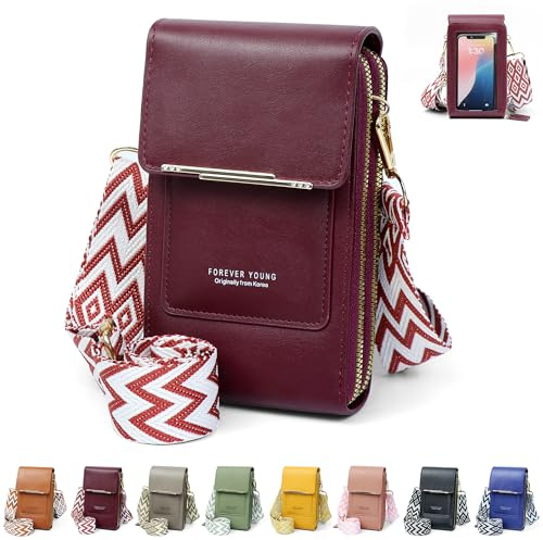 DBPBToU Handytasche zum Umhängen Damen PU Leder | Kleine Umhängetasche Damen, Umhängetasche Damen Klein mit Breitem Verstellbarem Gurt
