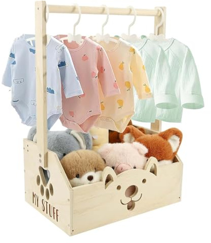 Holz Baby Geschenk Korb, Babyparty Schrank Geschenk Korb Mit Griff Tragbarer Holz Babyparty Schrank Baby Aufbewahrungskorb Für Kleidung, Spielzeug, 51x34.4x23cm