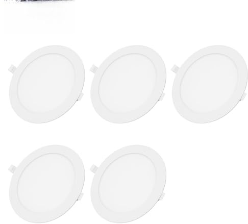 Viugreum 5er-Pack 18W LED Einbauleuchte, 1620LM runde Deckenleuchte, 6500K Kaltweiß LED Panel, 1.1cm Ultra Flach Deckenleuchte, Downlight, Einbaustrahler für Badezimmer Küche Wohnzimmer Galerie