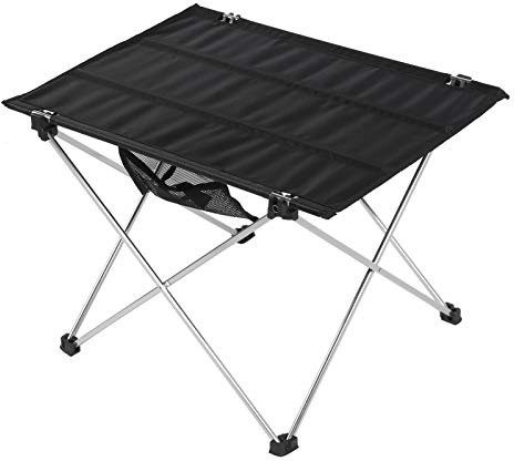 Eujgoov Table de Pique-Nique Portable, Tissu en Nylon, Bureau de Barbecue Pliable avec Cadre en Alliage d'aluminium, Idéal pour Le Camping en Plein Air et Les Activités de Pique-Nique (Petit