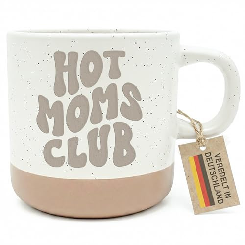 Hot Moms Club Mama Steingut Tasse Muttertagsgeschenk mit Gravur Sohn Tochter Mutter Geschenk zum Muttertag Kaffeebecher Kaffeetasse 360 ml