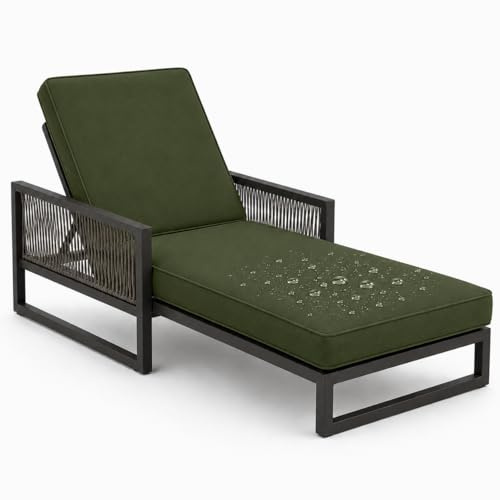 AZMAHT Auflage für Sonnenliege Wetterfest, Gartenliegen-Auflage mit 50D Schaumstoff, Wasserabweisendes Polyester, Polster für Liegestuhl Terrasse (Nur Auflage),Army Green,188x58x8cm