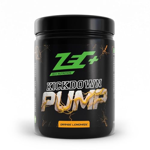 ZEC+ KICKDOWN PUMP - Orange Lemonade 375 g, Pre Workout Shake mit L-Citrullin, L-Arginin-Nitrat und HydroPrime Glycerin – ohne Koffein & Stimulanzien – Made in Germany