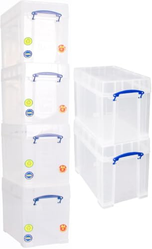 Really Useful Plastic Storage Box 19 Litre XL Lid CLEAR Pack of 6