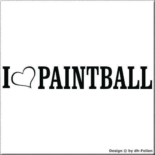 cartattoo4you® AL-00872 | I Love (als Herz) Paintball | Autoaufkleber Aufkleber Farbe schwarz, in 24 Farben erhältlich, glänzend, 20 x 3 cm Waschstrassenfest