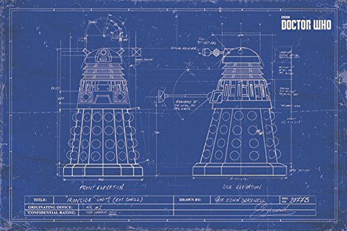 Doctor Who Dalek Blueprint Maxi Poster, Holz, Mehrfarbig