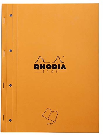 RHODIA 118014C Bloc Agrafé Coté Side Orange A4 Ligné 80 F Perf. 4 Trous