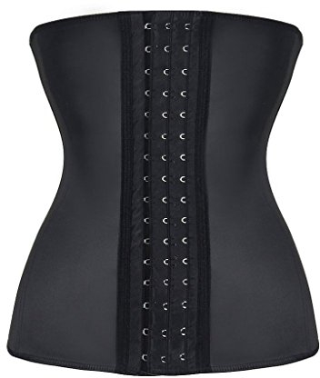 Everbellus Latex Corset Serre Taille Minceur pour Femme Ventre Plat Noir XX-Large