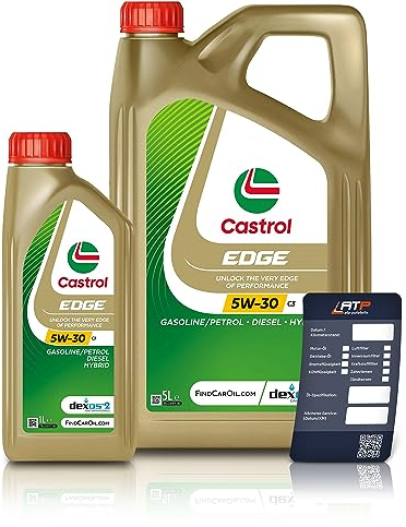 1 L + 5 L = 6 LITER CASTROL Edge Fluid Titanium 5W-30 C3 Motoröl inkl. Castrol Ölwechselanhänger