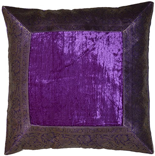 Deko-Kissenbezüge Kissenhülle Samt Brokat Asiatisch Indisch Orientalisch Bezug Kissen 50x50 cm (Violett)