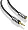 POPPSTAR 2m Audio Kabel Klinke (Klinkenkabel, 3,5mm Stecker auf Buchse, vergoldet), Verlängerungskabel für Kopfhörer, Smartphone, MP3 player, Auto Kfz Autoradio, schwarz