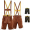 German Wear Kurze Trachtenlederhose Lederhosen mit Hosenträger (DE/NL/SE/PL, Numerisch, 44, Regular, Kurz, Kastanienbraun)