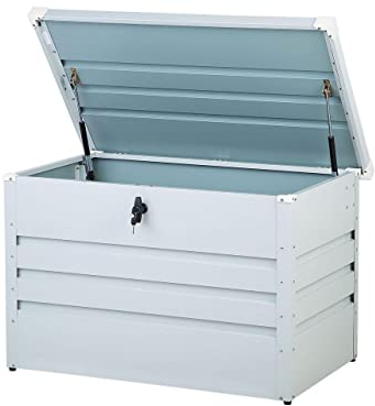 Beliani Caja de almacenamiento para exterior de acero galvanizado gris claro 300L Cebrosa