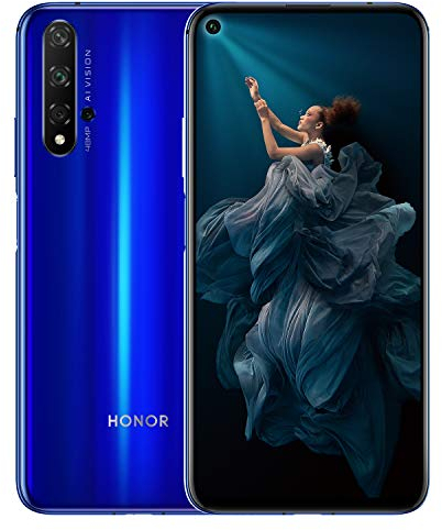HONOR 20 Dual SIM Smartphone, 6.26 Inch Display, 48 MP AI Quad Camera, 6GB RAM + 128 GB storage, Side Fingerprint,Sapphire Blue, UK Official Version