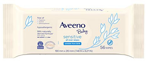 Aveeno Baby Aveeno Baby Sensitive All Over Wipes, Hypoallergenic & Fragrance-free, 6 Pack Of 56 Ct, 336Count